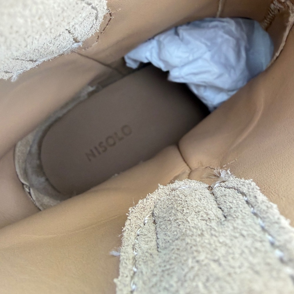 Nisolo Suede Tassel Ankle Boots Sand Beige Western Hidden Wedge PE202507 7.5 - Picture 4 of 7
